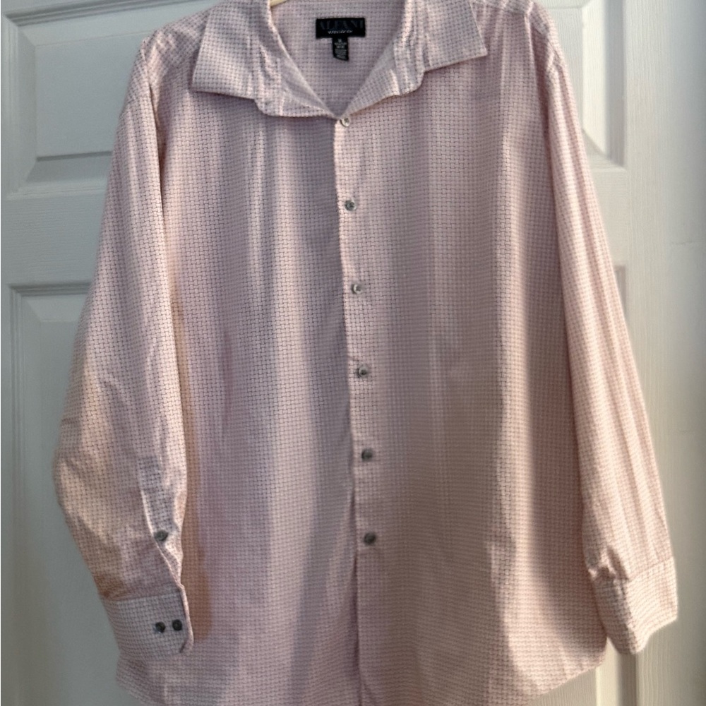 Alfani Men's Pink Checkered Button Down Shirt